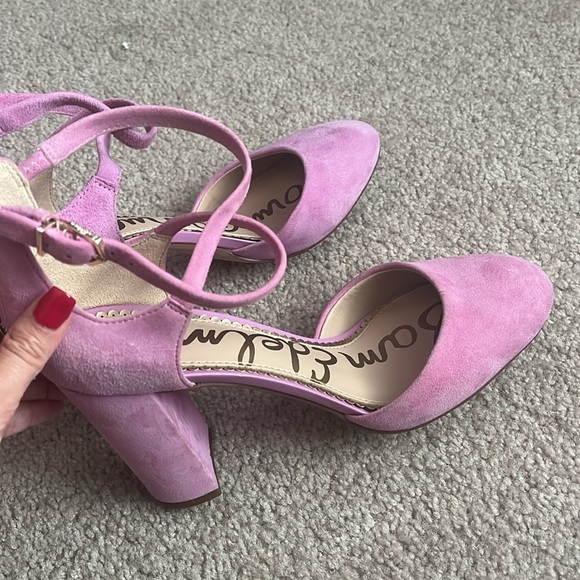Sam Edelman Simmons- Fiji Pink Suede Block Heels size 7 - Picture 3 of 9